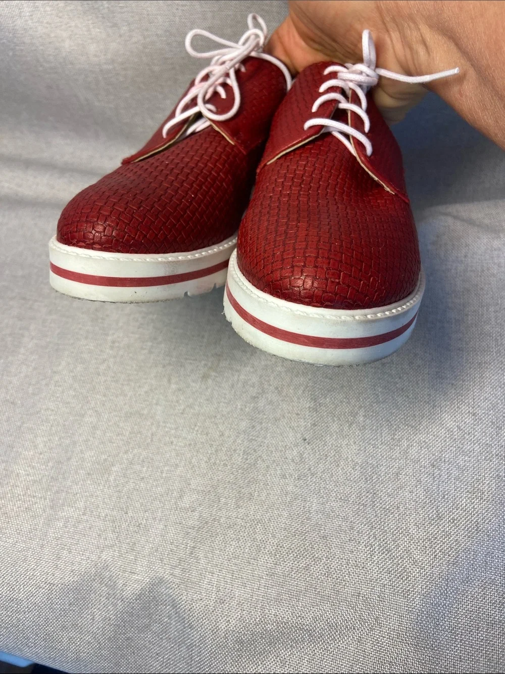 Bos. & Co. Lando Women’s Red Leather Lace-Up Platform Shoes, EU 39.